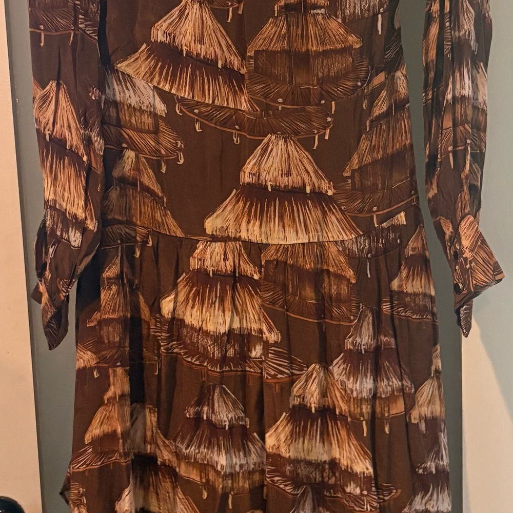 Farm Rio Malocas Beige Brown Long Sleeve Maxi M never been worn before - Picture 4 of 4
